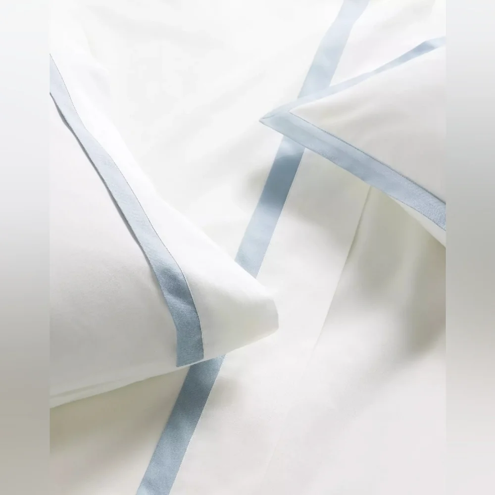 Border Frame Sateen Duvet Cover by Serena & Lily, Coastal Blue, King Size